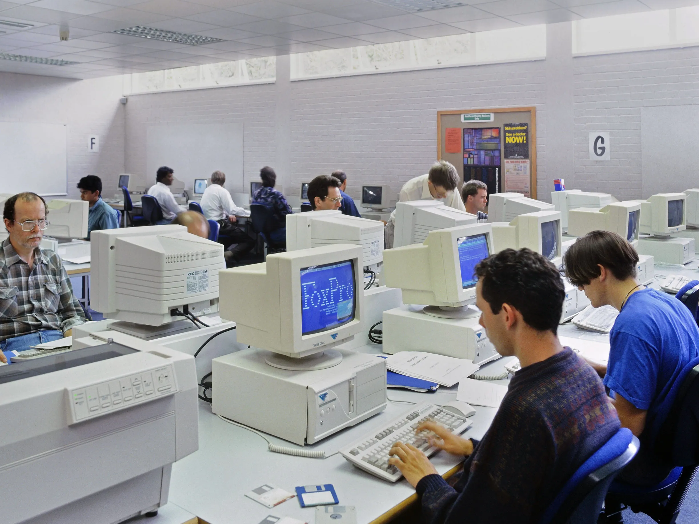 A software development office in the 90s